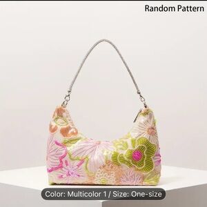 Elegant Multicolor Floral Shoulder Bag